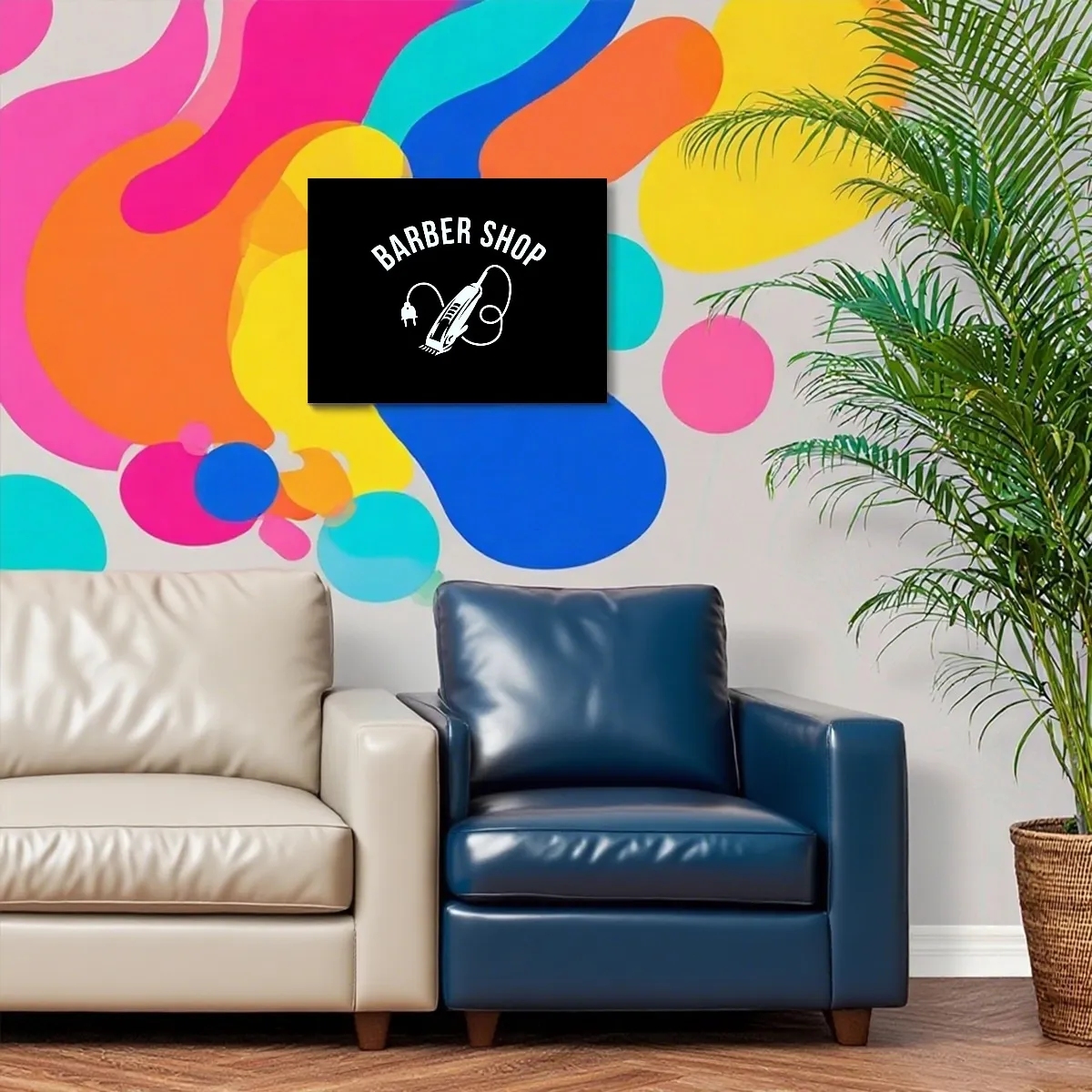 barber shop canvas print